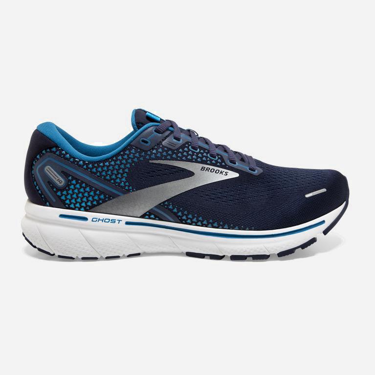 Brooks Ghost 14 Mens Cushioned Road Running Shoes Ireland Navy/Stellar/White (QXRO-30586)